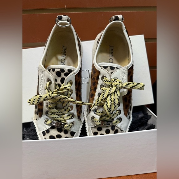 Jimmy Choo Brown and White Sneakers with Leopard Print - Picture 13 of 16